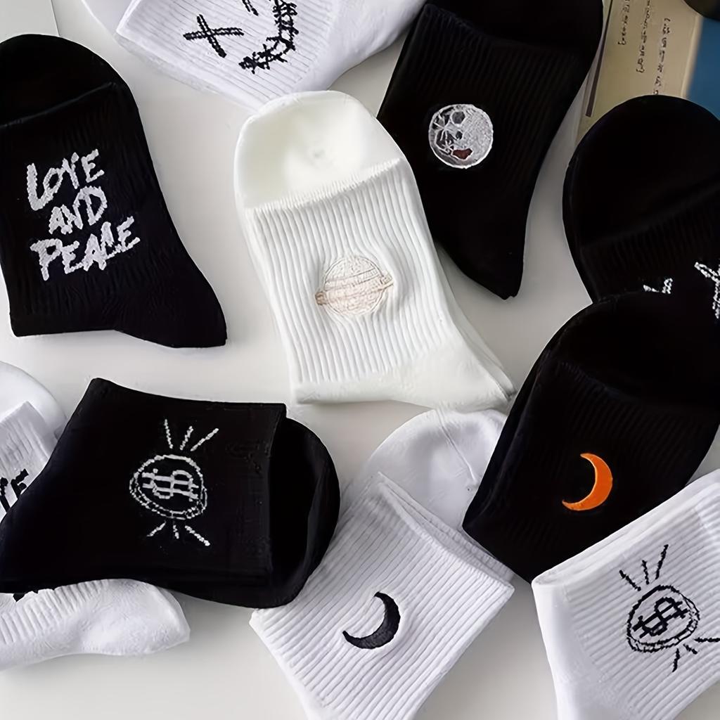 5 Paar Herren Sportliche Knöchelsocken mit Print Atmungsaktiv Bequem Neuheit Lustige Socken