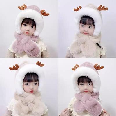 Autumn/Winter Plush Toddler Hat & Scarf Combo with Ear Protection - Cute for Boys & Girls