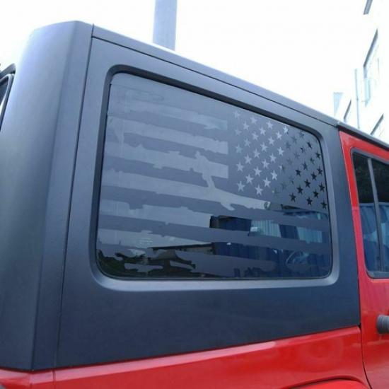 Exterior Rear Window Decor Sticker Decals for Wrangler JK 2011-17 Black US Flag