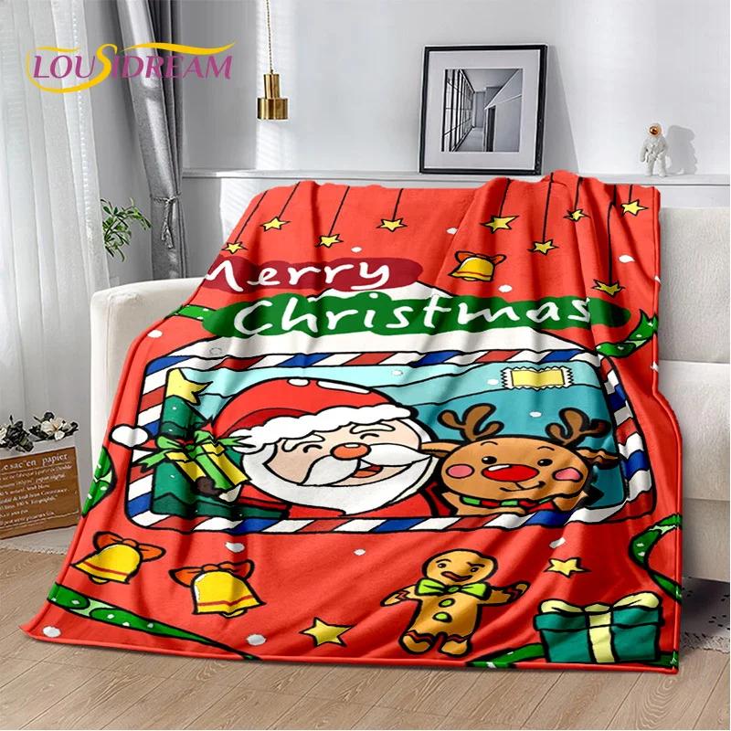 Frohe Weihnachten Baum Weihnachtsmann Geschenk Plüschdecke, Flanelldecke Überwurfdecke für Wohnzimmer Schlafzimmer Bett Sofa Picknick Wandern
