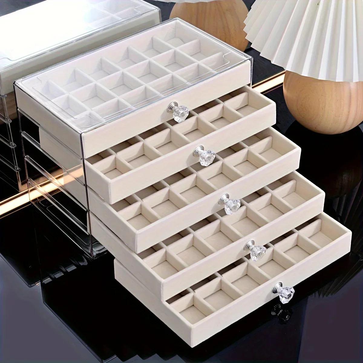 

Layer Drawer Style Velvet Jewelry Box Earring Bracelet Storage Rack Multi Layer Display Case for Jewelry Accessories Amagi