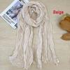Women's Soft Long Scarf Scarves New Solid Color Cotton and Linen Versatile Pleated Scarf Ultra Long Silk Scarf Cape