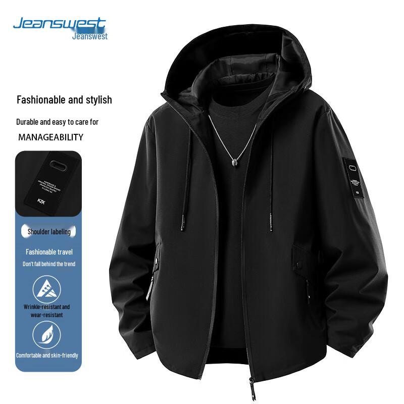 JEANSWEST Men's Hooded Outdoor Windbreaker Jacket