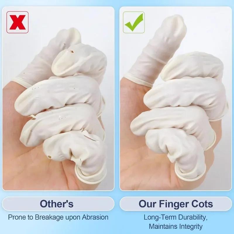 100/300PCS White Disposable Latex Finger Covers Non-slip Anti-static Finger Cots Fingertip Protector Thumb Sleeve Nail Art Tools