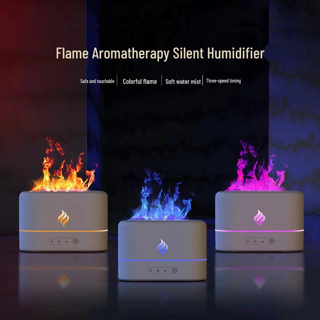 Creative Flame Aromatherapy Diffuser & Humidifier - Simulated Flame Design for Household & Desktop Use