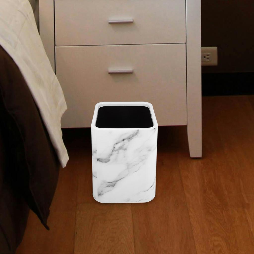 Modern Marble Pattern Trash Can Double Layer Design Large Opening Bathroom Kitchen Office Waste Basket Bathroom Trashcan