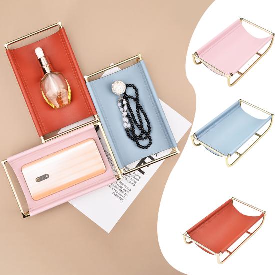 

Настольный лоток для хранения из искусственной кожи, стабильная структура, большие несущие ключи, стеллаж для хранения косметики для телефона, принадлежности для домашней организации