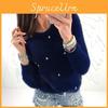 Luxurious Women Plush Beaded Sweater Casual Solid Color Spring Winter Fur Sweatshirt