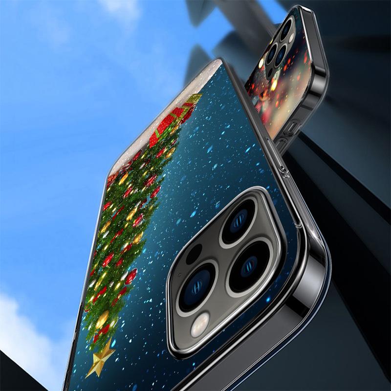 Merry Christmas Tree Snow Phone Case For iPhone 17 Air 16 Pro Max 16E 15 + 14 Plus 11 12 13 Mini 7 8 SE Gift Print Cover Fundas