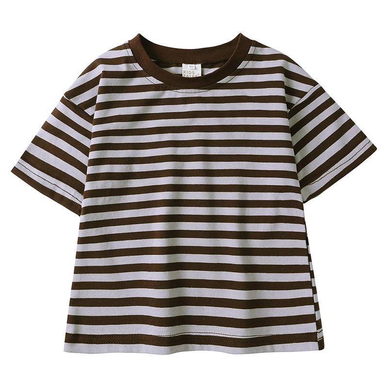 Kids' Summer Striped Cotton T-Shirt - Short Sleeve Korean Style