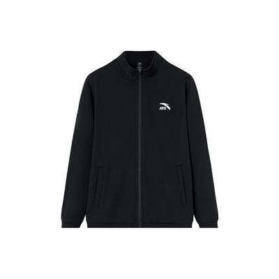 Plain Zip Stand Collar Casual Fleece Jacket Men Jackets Basic-Black 952357702-3