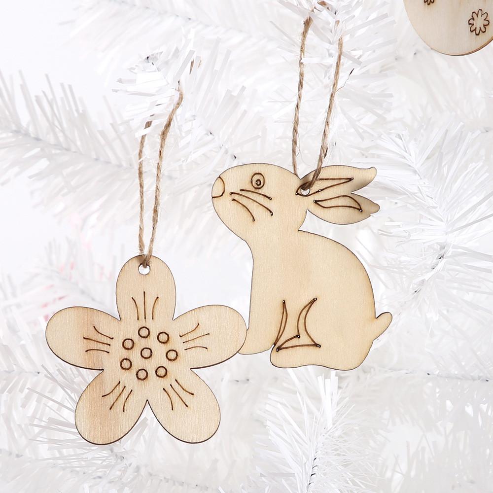 Colorful Wooden Easter Hangings Including Eggs Rabbits Chickens And Sunflowers