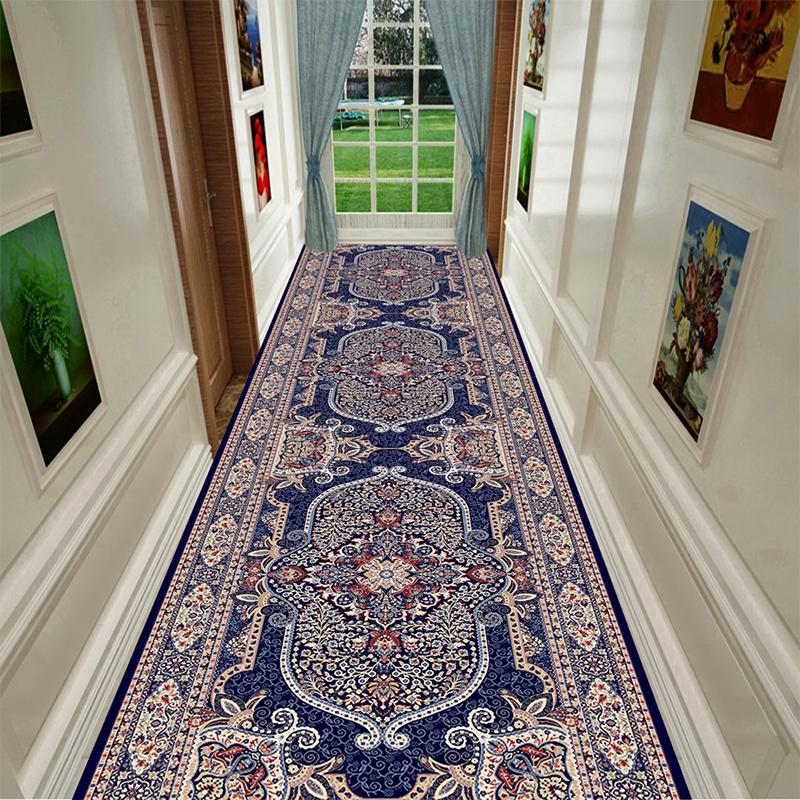 Retro Ethnic Long Corridor Carpet Luxury European Decoration Hallway Rug Non-slip Easy Cleaning Floor Mat Stairway Runners Mats