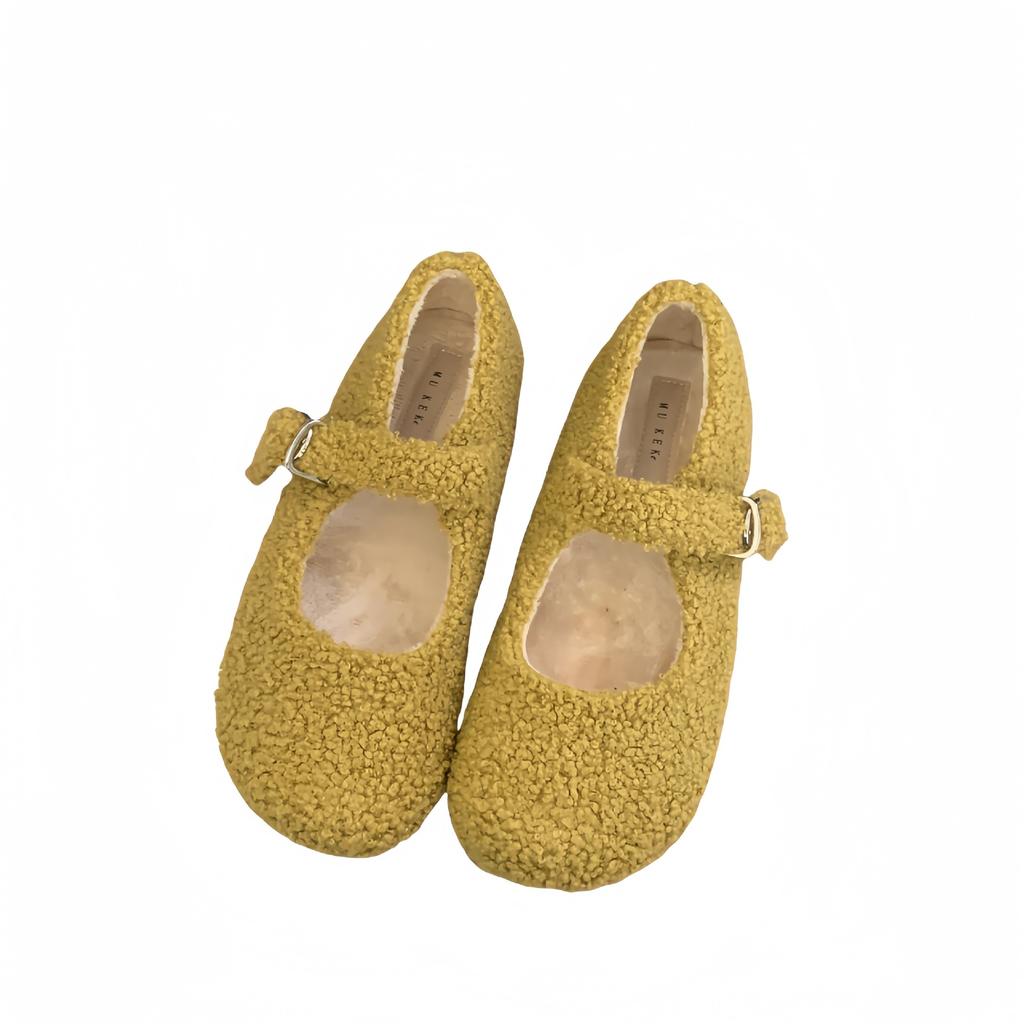 Foreign-feeling fluffy shoes for women to wear French new autumn and winter retro temperament flat-bottomed Mary Jane fluffy shoes