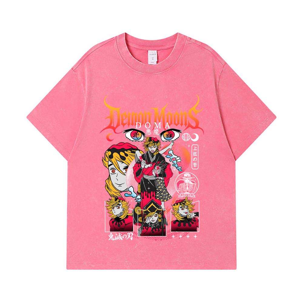 275 GSM Washed T-shirts 100% Cotton Demon Slayer V32 Doma Print Unisex Heavy Cotton T Shirt