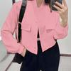 2024 Spring/Autumn Unisex Stand-Up Collar Women's Jacket with Large Pockets