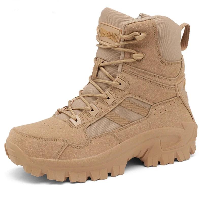 Men Climbing Shoes Tactical Boots Waterproof Military High Quality Motorcycle Hunting Hiking Shoes Breathable Army Boot Brand