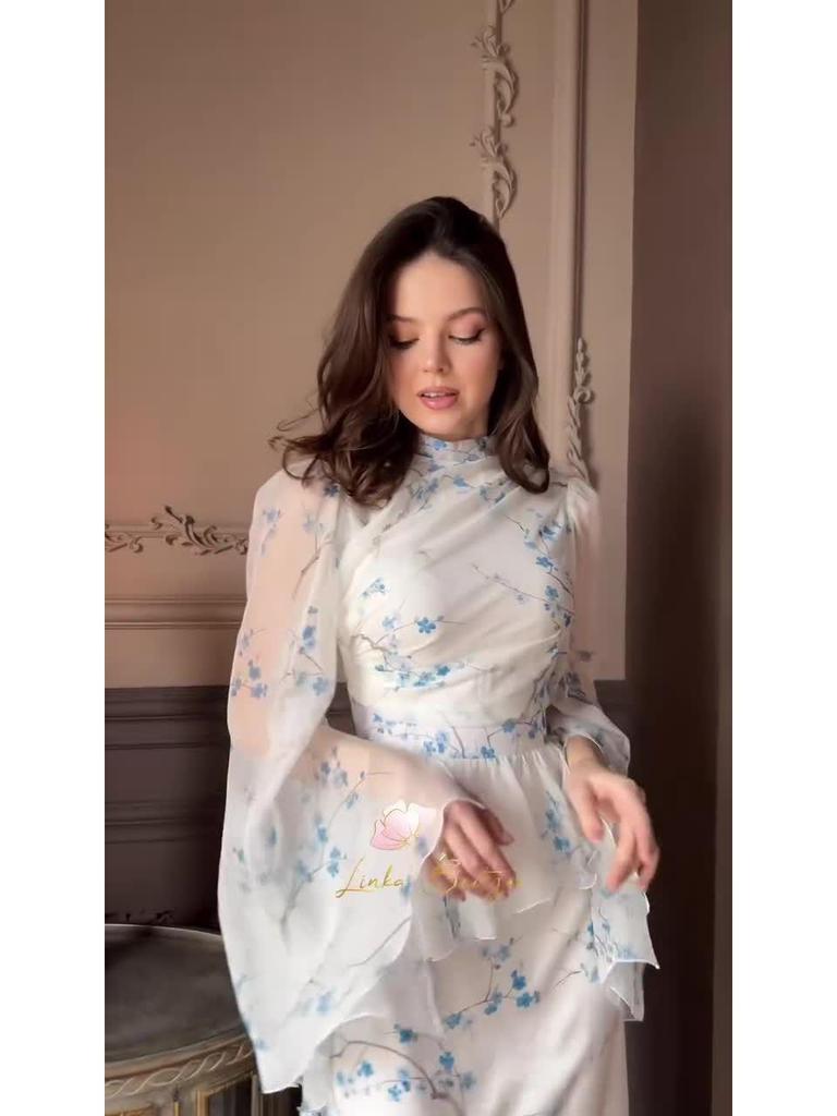 Spring 2025 Elegant Long Sleeve Slimming Dress - Comfortable Design