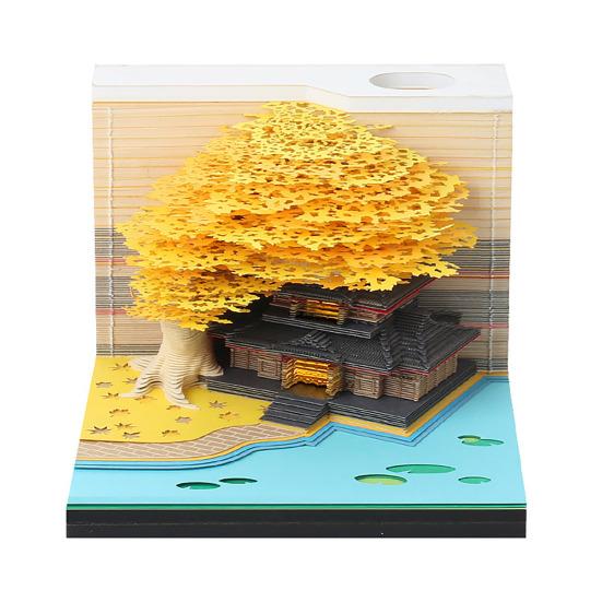 3D Tearable Calendar with LED Light Artistic Paper Sculpture Tree House Illuminated Tear-off Calendar Special
