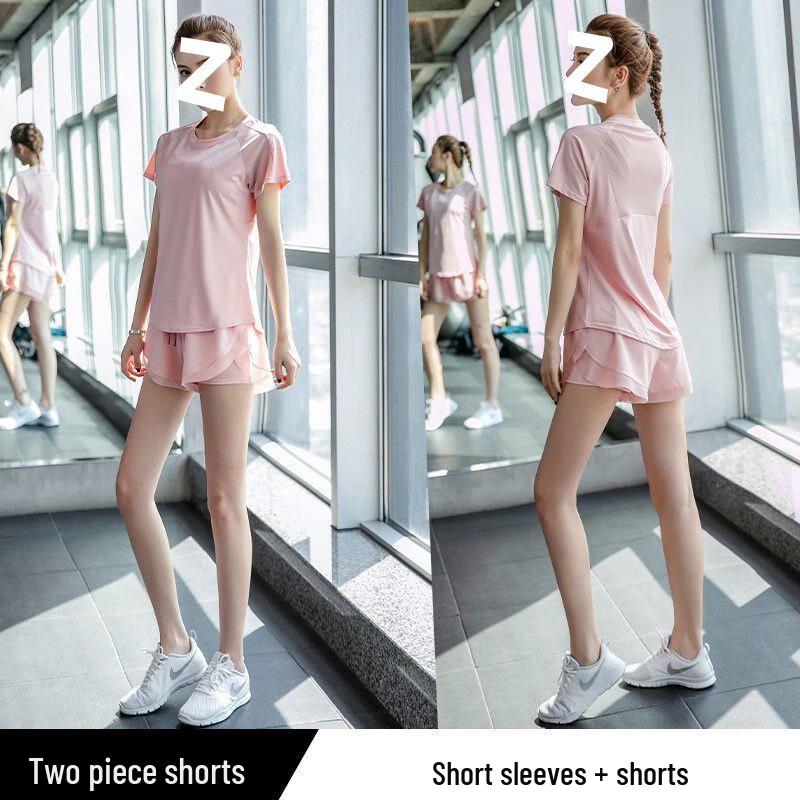 Junbie Women s Mesh Splicing Yoga & Fitness Shorts Set 2XL