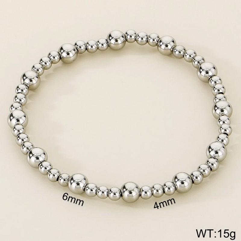 

Браслет из нержавеющей стали с круглыми бусинами с покрытием из 18-каратного золота - Европейский и американский стиль, Легкая роскошь