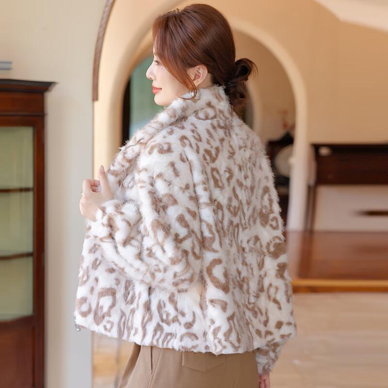 Women's Leopard Print Faux Mink Fur Winter Coat
