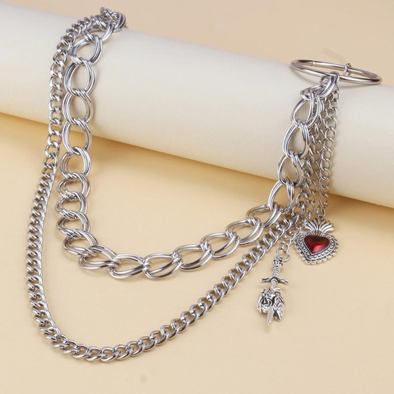 Heart Charm Jeans Chain for Women Men Decorative Waist Chain Wallet Chain Multilayer Metal Hiphop Chain for Street Wear