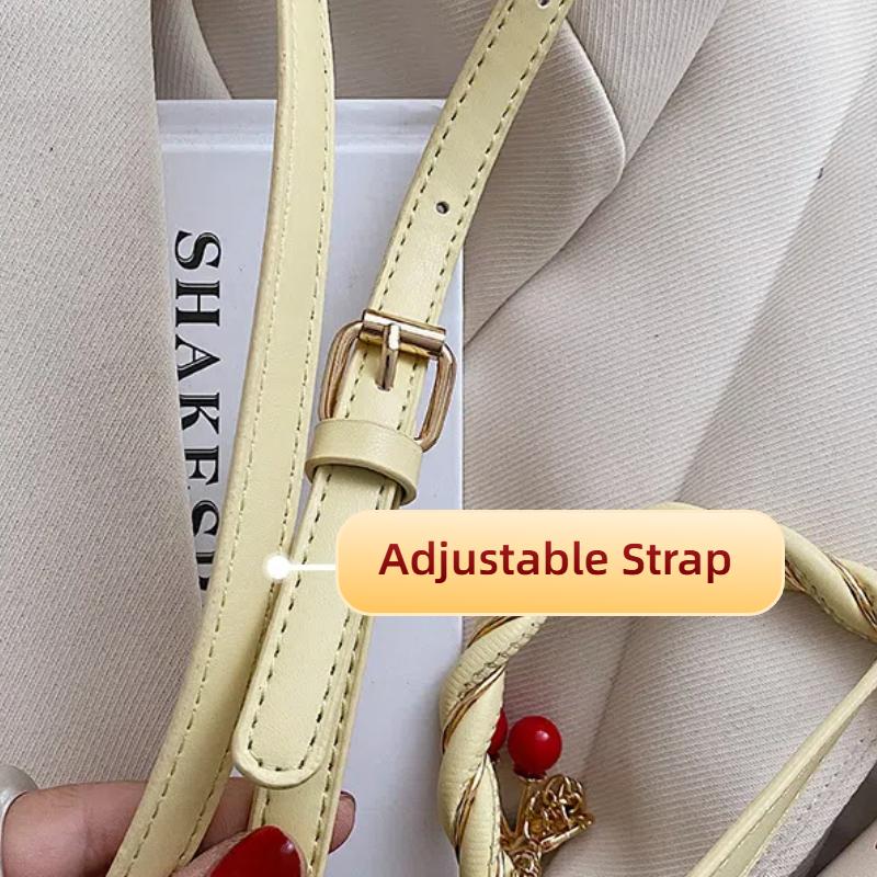 Sweet Cherry Square Chains Crossbody Bags for Woman Luxury Designer Brand Handbags Shoulder Bag New Female Black White HandBag