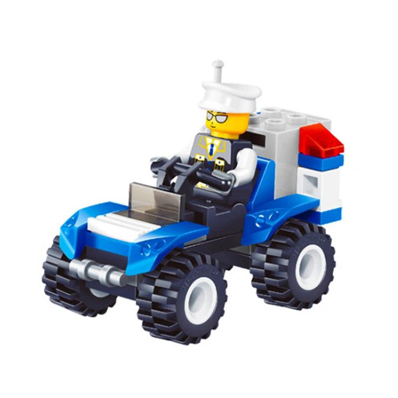 City Patrol Police Motorcycle Car Pursuit Prisoners Model Building Blocks Enlighten Action Figure Toys For Children