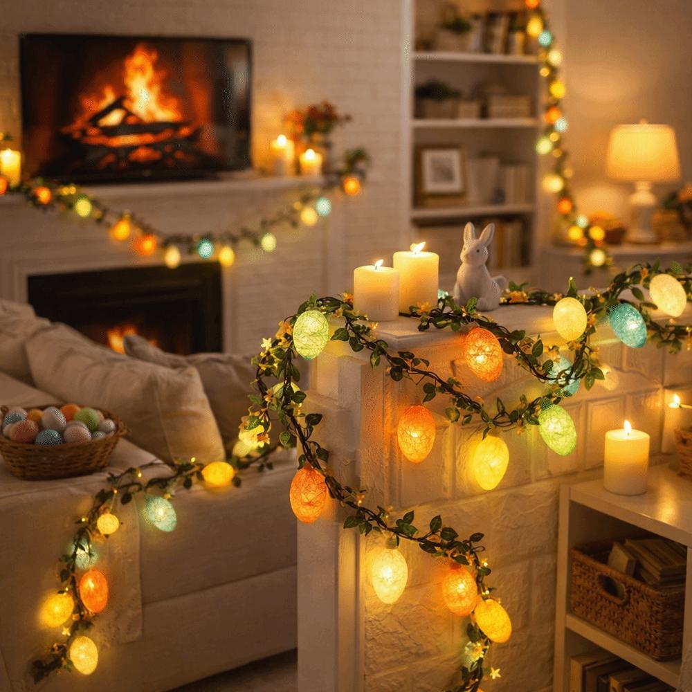 Luminous Easter Egg Wreath 2M Easter Twig Garland Spring Celebration