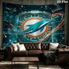 Benutzerdefiniertes Namensschild Miami Dolphins Bedruckter Wandteppich – Wandbehang für Schlafzimmer, Studentenwohnheime und Heimdekoration