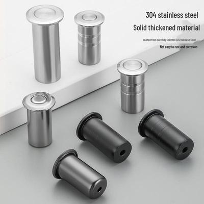 304 Stainless Steel Dustproof Door Bolt Plug with Concealed Top/Bottom and Anti-Sand Cap