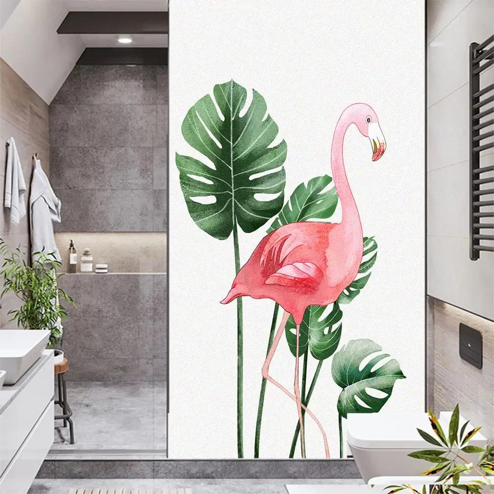Window Film Privacy Glass Sticker UV Blocking Heat Control Green Plants Flamingo Window Tint window sticker