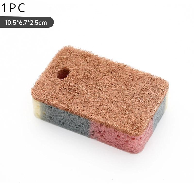 1/5Pcs Dishwashing Sponge Wood Pulp Cotton Color Magic Cleaning Sponge Remove Rust Pot Brushes Kitchen Washing Tool
