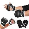 1Pair Black Half Finger Boxing Gloves PU Leather Fighting Kick Boxing Gloves Karate Muay Thai Training Workout Gloves Kids Men,zxl