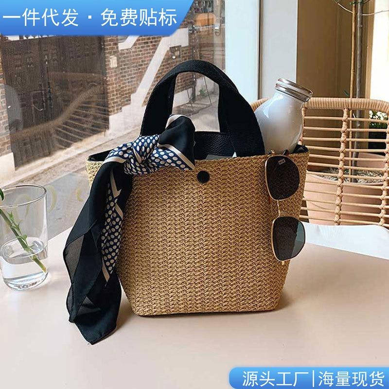 

ins new seaside summer beach vacation summer pastoral woven bag retro portable straw bag women