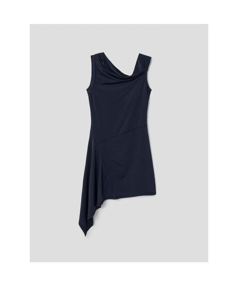 Anggae Unbalanced Mini Dress Navy