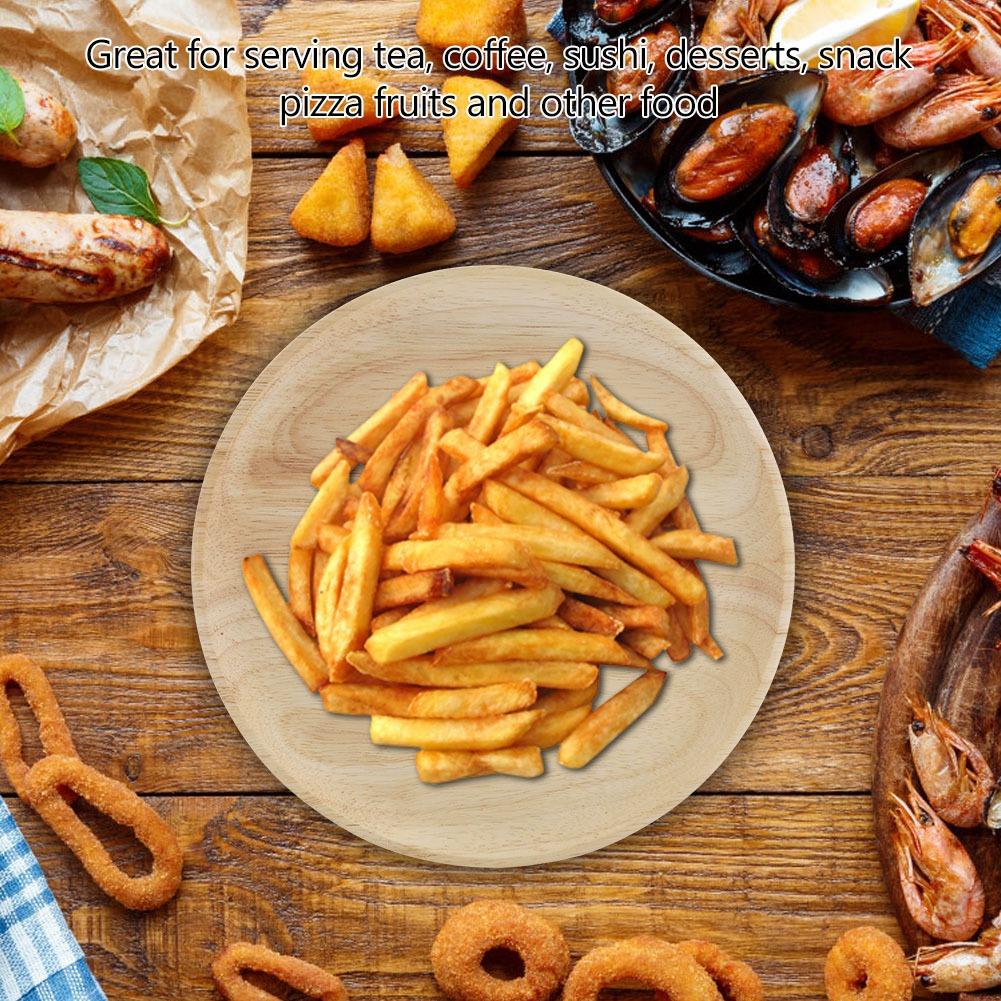 Elegant Round Wood Tea Tray Sushi Snacks Fruits Serving Plate Dish for Home Restaurant 12.5cm