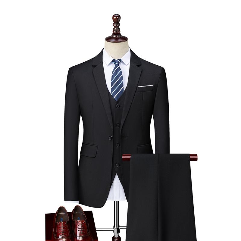 Men's Slim Fit Three-Piece Business Suit for Formal and Photography Events
