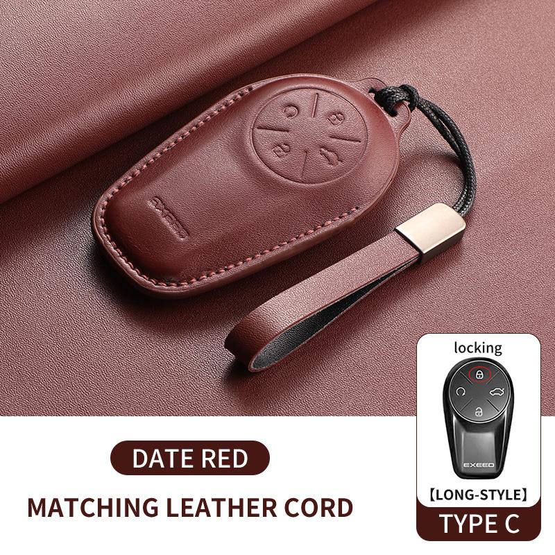 Leather Car Key Case Cover Fob For Chery Exeed Lx Txl Atlantix Et Es Vx Fl Rx Cdm Phev Car Remote Keychain Case Shell Accessorie