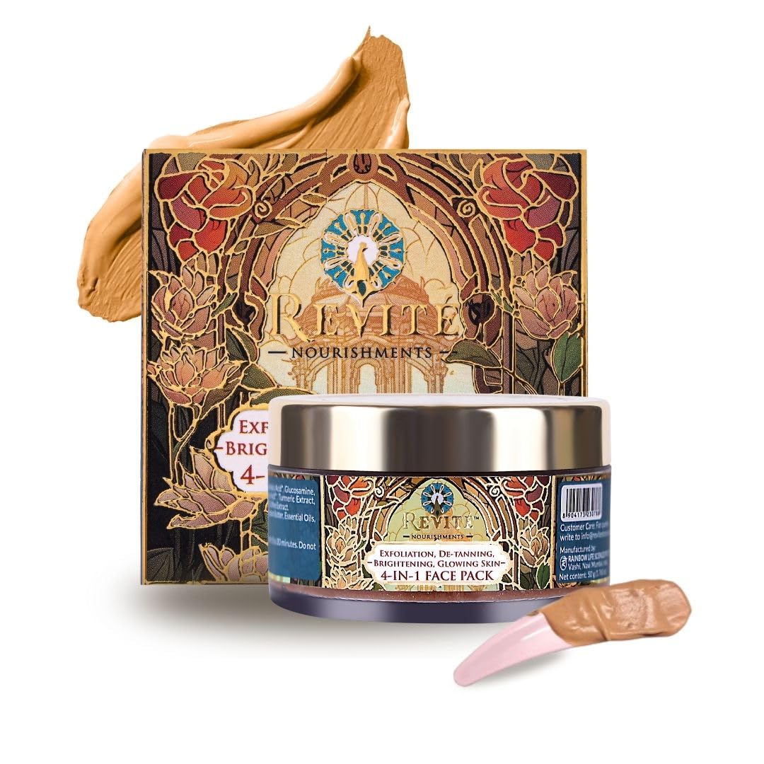 Revite NOURISHMENTS Exfoliation, Brightening, Glowing, De-tanning 4-IN-1 Face Pack 30ml