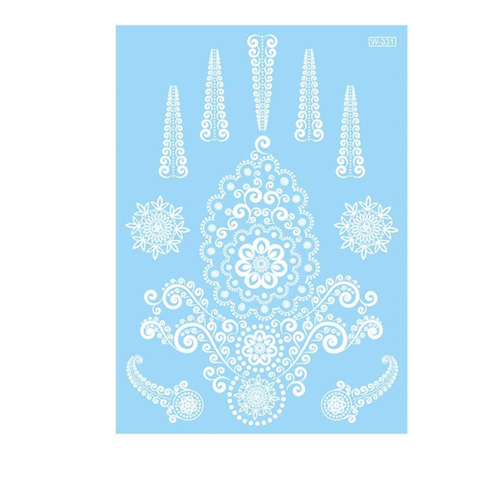 White Lace Arm flower Waterproof Body Art Temporary Tattoos Henna Stickers Tattoo Sticker Simulated
