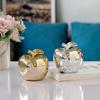 11cm Nordic Creative Ceramic Apple Crafts Simple Plated Silver  Gold Apple Ornaments Christmas Holiday Gift Home Office Decor