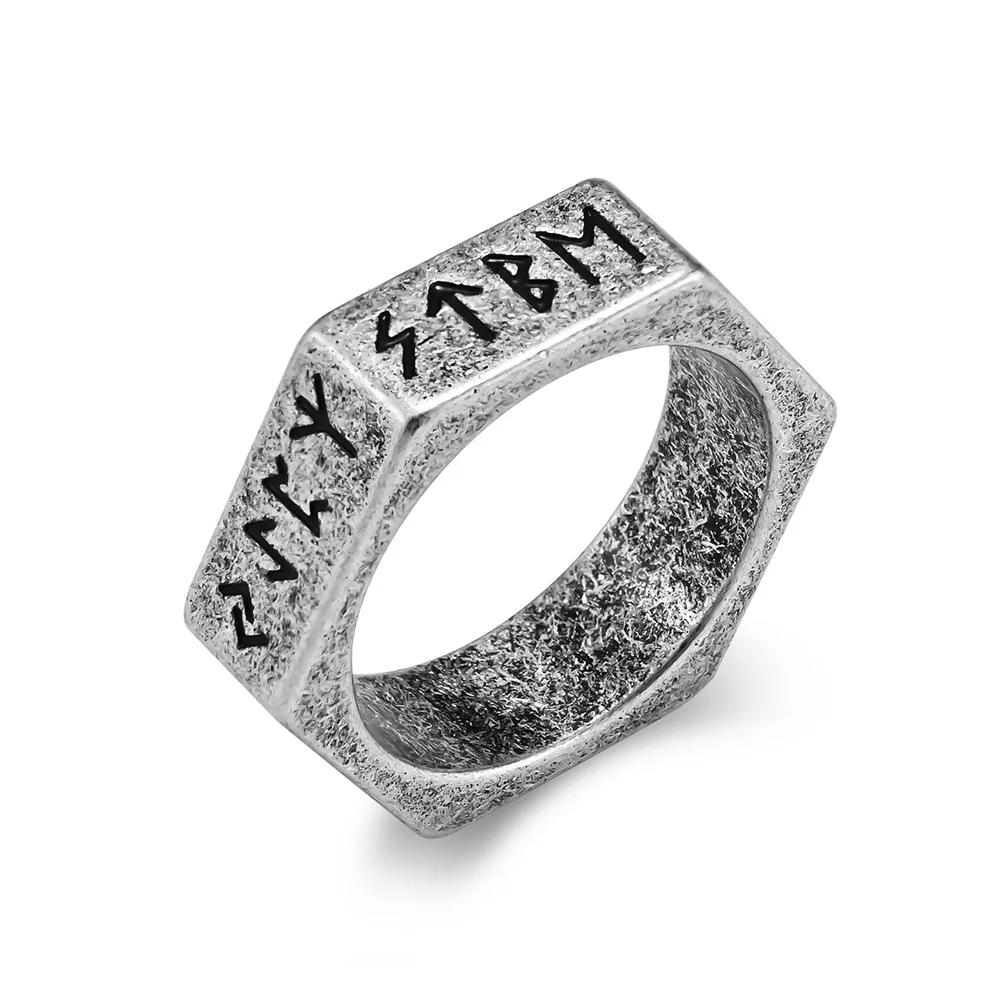 

7mm Viking Titanium Steel Ring Hexagon Nut Men s Ring Jewelry Valknut Ring Men s Biker Nordic Celtic Knot Amulet Jewelry 7