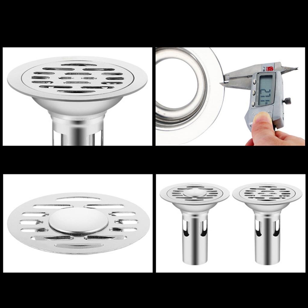 Round Shower Floor Drain AntiOdor Stainless Steel Floor Strainer Hair Catcher for Bathroom Kitchen Balcony Garage