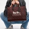 Coach Ace 35 Logo Print Coated Canvas And Calfskin Tote Bag Women Tote Bags Brass Purple Burgundy CS252-B4XJM