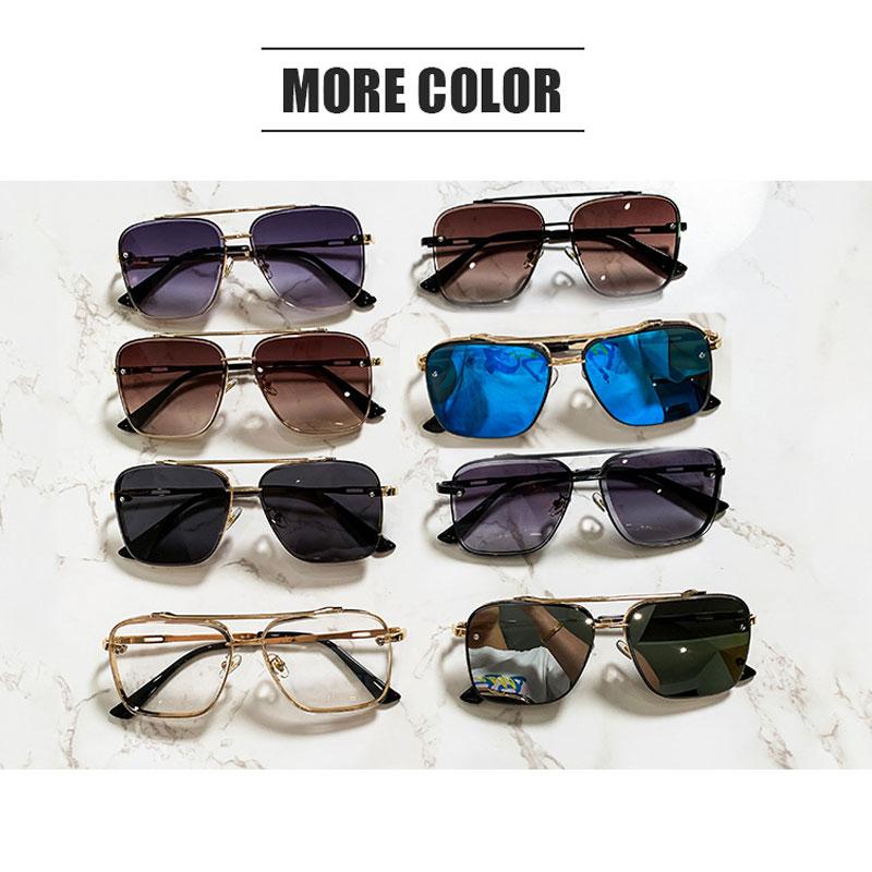 Fashion Pilot Sunglasses Men Women Luxury Brand Metal Big Frame Sun Glasses Vintage Steampunk Square Gradient Lens Eyewear UV400