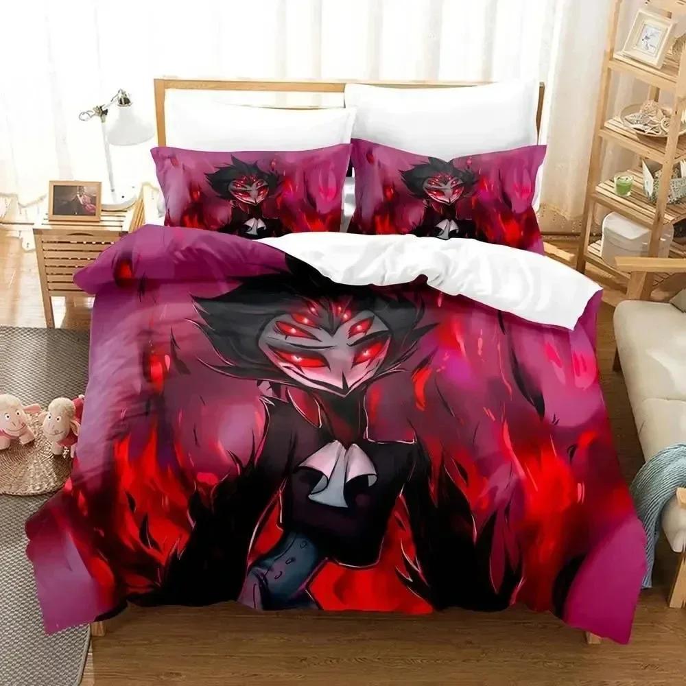 Anime Stolas Helluva Hazbin Hotels Boss Bedding Set Printed With Pillowcase Bed Duvet Cover Soft Queen King Size Bedclothes Home