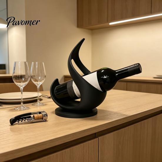 Modern Wine Rack 3D Printed Flame Bottle Holder, Sculptural for Holder Home Bar, Decorative Tabletop Storage Stand, Creative Gift Organizer