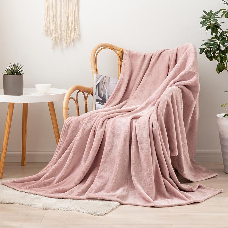 Solid Color Flannel Blanket - Cozy Air Conditioning or Office Nap Blanket